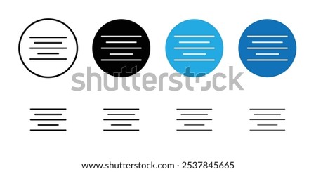 Align center icon Flat simple outline set