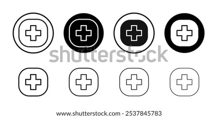 First aid icon Flat simple outline set