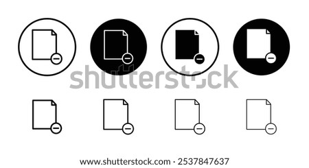 Remove file icon Flat simple outline set