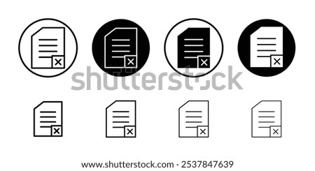 Remove document icon Flat simple outline set