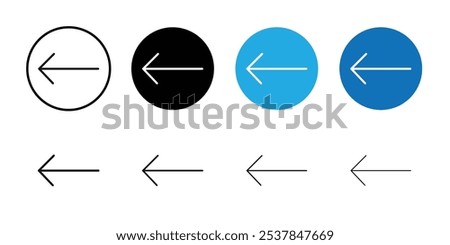 Previous arrow icon Flat simple outline set