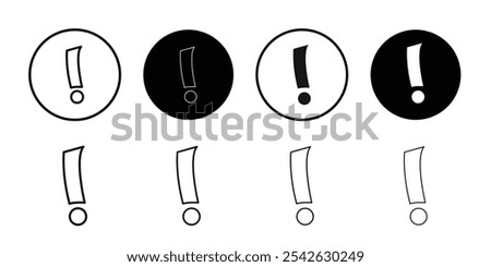 Exclamation icon Flat simple outline set