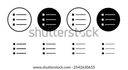 Bulleted list icon Flat simple outline set