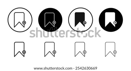 Bookmark add icon Flat simple outline set