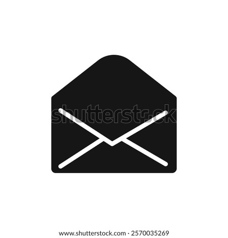 Open envelope icon Flat simple outline set