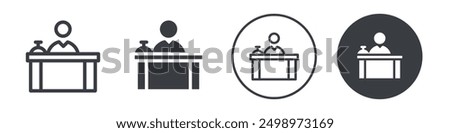 Hotel Front Desk icon Flat logo set collection