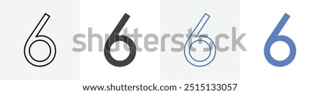 number 6 icon vector set use for web ui or app