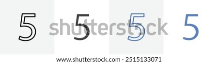 number 5 icon vector set use for web ui or app