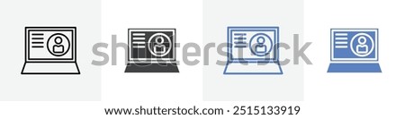 profile in laptop icon vector set use for web ui or app