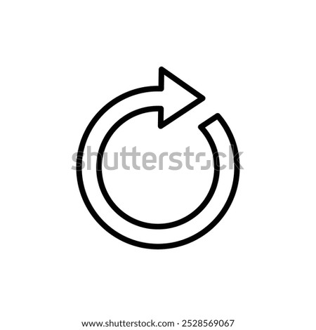 Simple outline of a circular arrow, symbolizing reload or refresh actions.