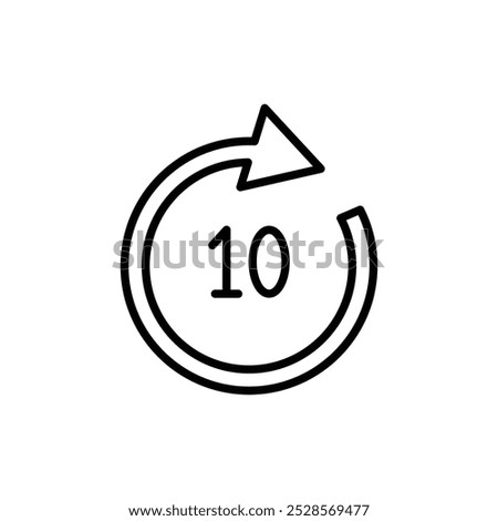 Circular arrow with a 10-second skip symbol.