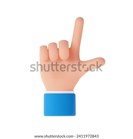3d Cartoon character hand. Open outstretched hand, showing two fingers, extended in greeting. 3d rendering. Vector illustration