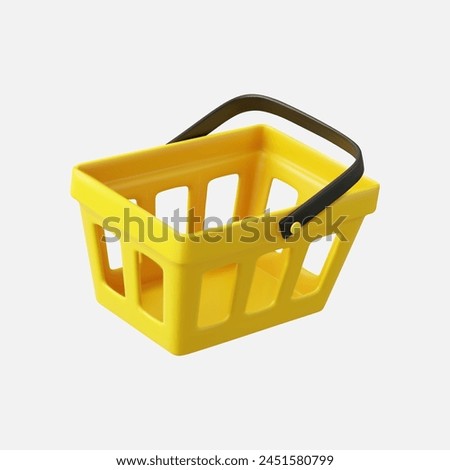 3d realistic shopping cart. Empty shopping basket. 3D Rendering. Vector illustration