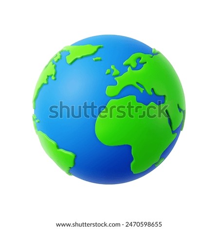 3d Cartoon planet Earth. Earth day or environment conservation concept. Save green planet concept. 3d rendering. Vector illustration