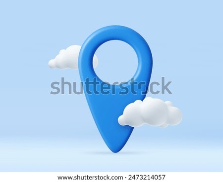 3d Mark location. Locate pin gps map. map location point marker of map or navigation pin with cloud. 3d rendering. Vector illustration