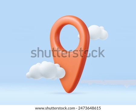 3d Mark location. Locate pin gps map. map location point marker of map or navigation pin with cloud. 3d rendering. Vector illustration