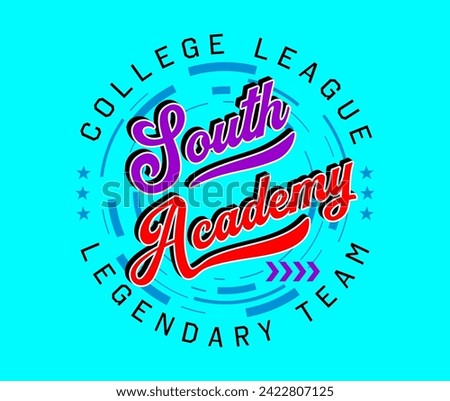 South Academy vintage calligraphy design. Abstract design with the lines circle style. typography, labels, posters. print t-shirt, vector illustration