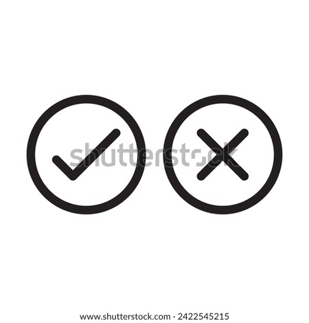 circle line icon checkmark isolated on white background