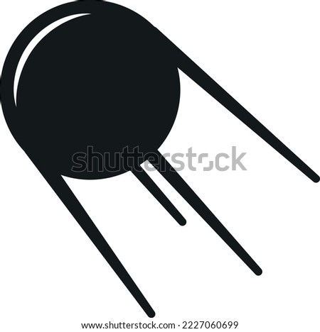 Sputnik black icon. Soviet space satellite symbol