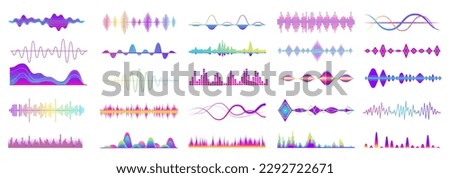 Abstract vibrant sound wave. Technology audio waves, radio or voice frequency. Musical isolated pulse, stereo electronic equalizer decent vector elements