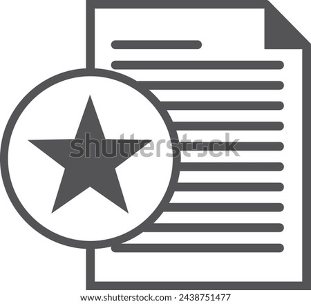 Starred document page. Important paper bookmark icon