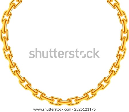 Luxury golden necklace. Shiny metal chain links