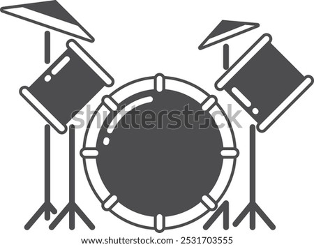 Drum set black icon. Rock concert symbol