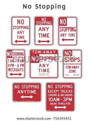 Regulatory traffic sign. No Stopping. Vector illustration.