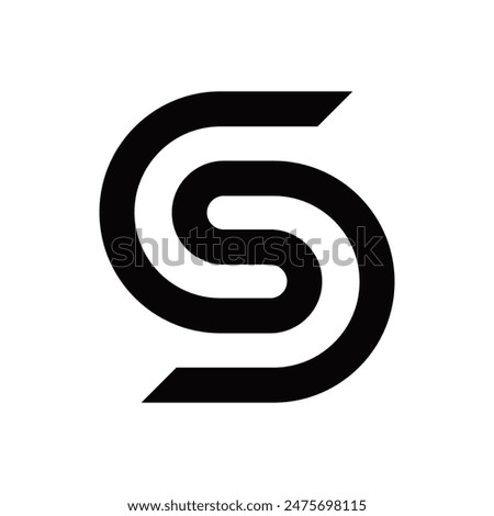 S emblem logodesign black and white spiral including S and D letters with stripes