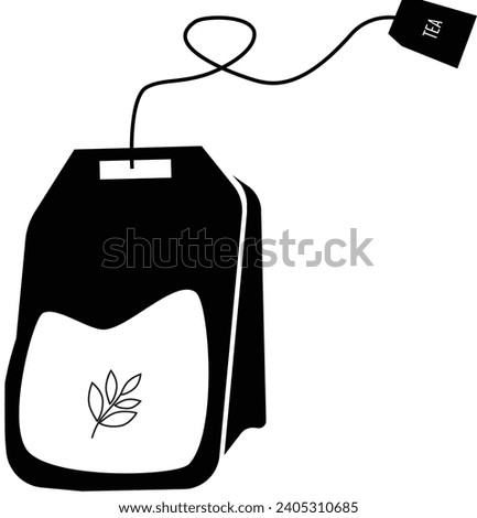 tea bag silhouette. Tea bag vector. Teabag icon. Herb tea bag packaging for morning beverage logo and food and beverage