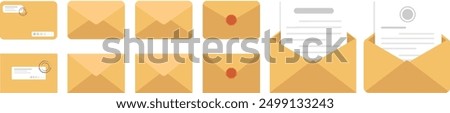 Set of letter envelope with document paper on different design, Email icon, Email message envelope icons in a flat design.