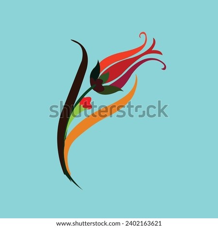 logo of a flower whose buds have not yet bloomed, with a combination of red, black and yellow