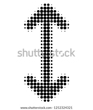 Swap arrows vertically halftone dotted icon. Halftone pattern contains round dots. Vector illustration of swap arrows vertically icon on a white background.