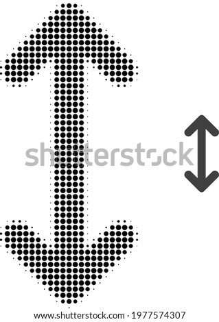 Swap arrows vertically halftone dot icon illustration. Halftone pattern contains round pixels. Vector illustration of swap arrows vertically icon on a white background.