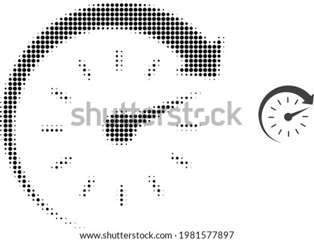 Time forward halftone dotted icon illustration. Halftone pattern contains circle pixels. Vector illustration of time forward icon on a white background. Flat abstraction for time forward object.