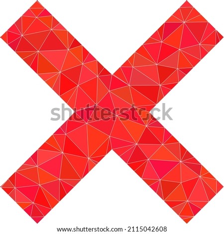 Lowpoly polygonal reject cross symbol illustration. Vector reject cross icon filled with triangles. Lowpoly reject cross constructed with randomized triangles.