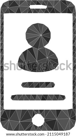 Low-Poly triangulated smartphone user info symbol illustration. Vector smartphone user info icon is filled using triangles. Low-poly smartphone user info is combined with random triangles.