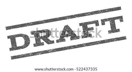 Draft watermark stamp. Text tag between parallel lines with grunge design style. Rubber seal stamp with dust texture. Vector grey color ink imprint on a white background.