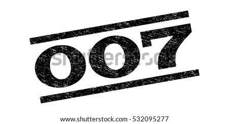 007 watermark stamp. Text tag between parallel lines with grunge design style. Rubber seal stamp with dirty texture. Vector black color ink imprint on a white background.