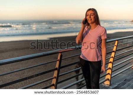 Similar – Image, Stock Photo Sportswoman on shore with paddle board