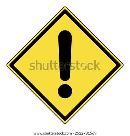 Warning diamond sign. Yellow diamond warning sign with exclamation mark symbol. Hazard warning attention sign. road sign caution. Exclamation traffic Mark. Isolated on white background