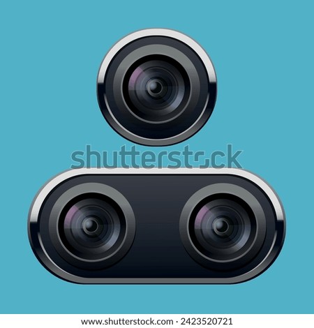 Mobile phone camera lenses  on blue background. Vector realistic illustration