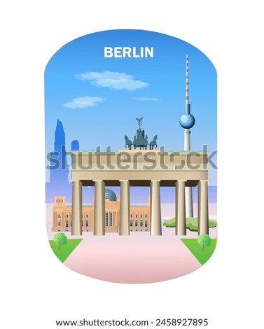 Berlin city. Germany travel poster. Vector illustration