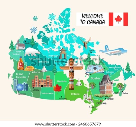 Welcome to Canada. Canada travel map. Vector illustration