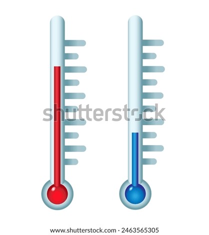 Thermometer icons. Minus and plus temperature scales. Vector illustration