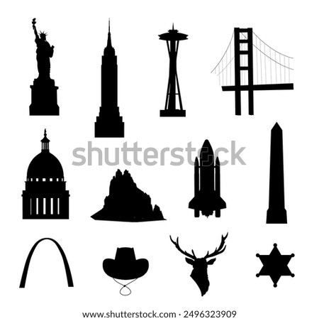 United States. Symbols and landmarks icon set. Vector illustration