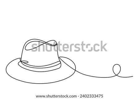 Hat Line Art. Abstract Hat Silhouette Outline Doodle Contour Hand Drawn Illustration. Fedora Hat Curve Line Symbol Icon