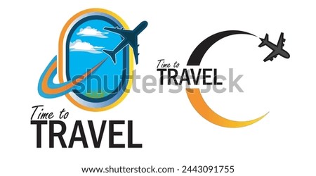 A logo with sailing ships and a window showing Bahadur's weather, Vector logo design templates for airlines, airplane tickets, travel agencies - planes and emblems Pakistan