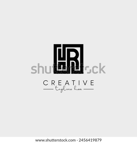 Abstract Minimal Letter HR RH Initial Based Stylish Monogram Logo Design Vector.