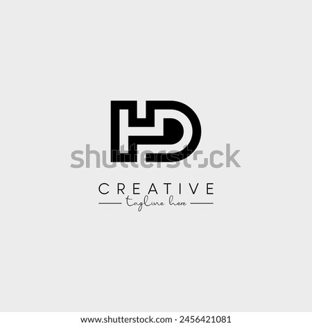 Abstract Minimal Letter HD DH Initial Based Stylish Monogram Logo Design Vector.